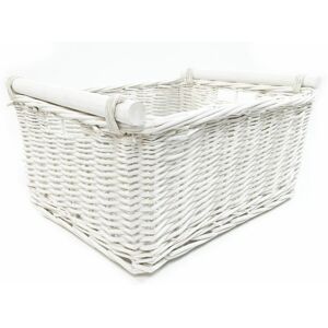 Topfurnishing - Kitchen Log Fireplace Wicker Storage Basket With Handles Xmas Empty Hamper Basket [White,Small 31x25x16cm] - White