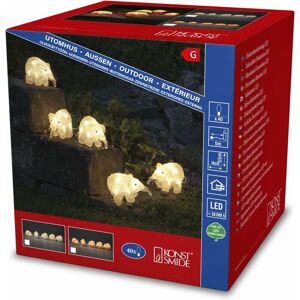 Led Acrylic Elephants, Set of 5, 40 Warm White Diodes, 24 v, Outdoor (IP44), 3.6 w, White Cable - Konstsmide