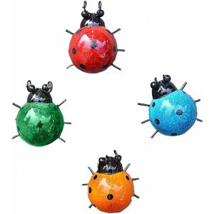 TINOR Ladybug Metal Garden Sculpture Wall Art Set Decorative Ornament Art Cute Outdoor Insects 4pcs, diy