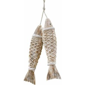 2 Pcs Wooden Fish Decorations Wooden wall decorations for Home decoration Nautical decoration Beach theme Wall Ornament (l) - Langray