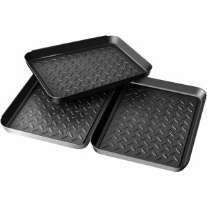 LANGRAY 3-Piece Shoe Tray, Shoe Mat, Shoe Tray, Plastic, Shoe Rack, Shoe Tray 35x27x3cm, Shoe Tray with Raised Edge, Shoe Tray, Large for Shoes, Pets,