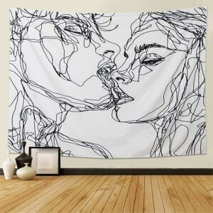 Men Women Soulful Abstract Sketch Wall Tapestry Lovers Kissing Tapestry Wall Tapestry Dorm Bedroom Living Room - Langray