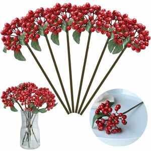 Langray - Mini Artificial Christmas Holly Berries Fake Ornaments Stems Berries Frosted Berries Decoration Fashion Non Toxic, for Bouquets, Christmas