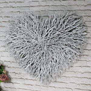 Melody Maison - Large White Twig Heart Wall Art - Antique White