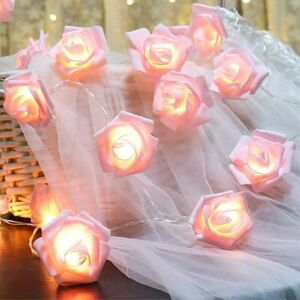 HOOPZI Light string, 20 led pink roses indoor fairy lights Christmas wedding decoration, battery-powered rose lights, suitable for family indoor and outdoor