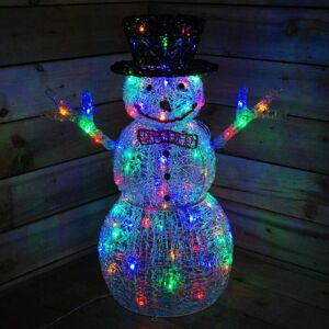 Premier Decorations - light up 76cm acrylic Christmas snowman with 88 multi colour led Lights