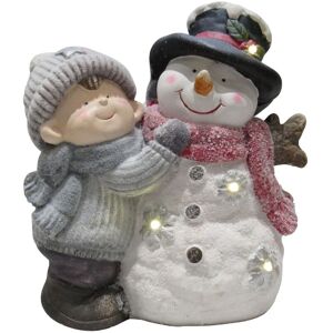 Securefix Direct - Light Up Snowman and Boy Christmas Ornament (Festive Xmas led Lighted Figurine)