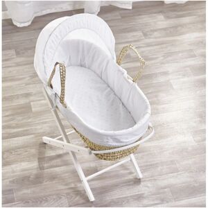 Kinder Valley - Little Star Palm Moses Basket with Folding Stand White, Quilt, Padded Liner, Body Surround & Adjustable Hood - Mint - Mint