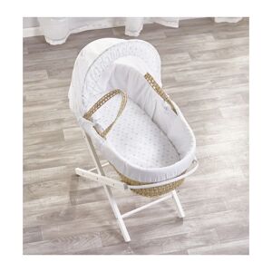 Kinder Valley - Little Star Palm Moses Basket with Folding Stand White, Quilt, Padded Liner, Body Surround & Adjustable Hood - Grey - Grey