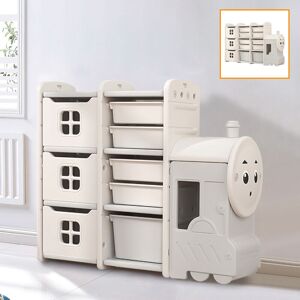 LIVINGANDHOME Gray Cute Toys Small Storage Rack for Kids Floor Standing Bus