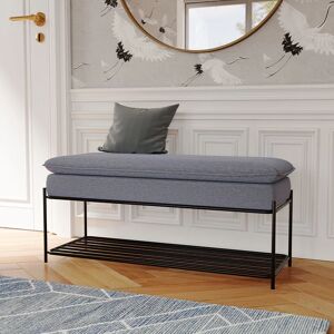 Livingandhome - Grey Padded Shelf Bench with Metal Frame