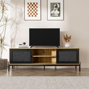 LIVINGANDHOME Living Room tv Storage Cabinet with Rattan Door