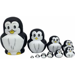 Alwaysh - Lot of 10 Russian dolls in the shape of wooden penguins