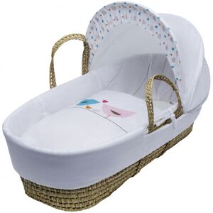 Kinder Valley - Love Birds Palm Moses Basket with Quilt, Padded Liner, Body Surround and Adjustable Hood - White