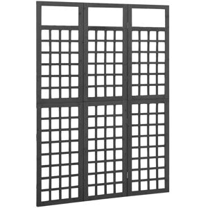 Berkfield Home - Mayfair 3-Panel Room Divider/Trellis Solid Fir Wood Black 121x180 cm