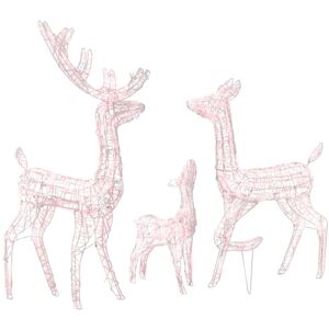 BERKFIELD HOME Mayfair Acrylic Reindeer Family Christmas Decoration 300 led Warm White