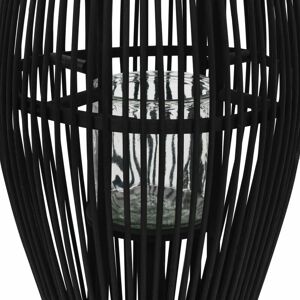 BERKFIELD HOME Mayfair Hanging Candle Lantern Holder Bamboo Black 60 cm