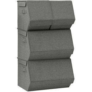 BERKFIELD HOME Mayfair Stackable Storage Box Set of 4 Pieces Fabric Anthracite