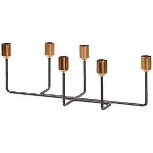 Beliani - Modern Candle Holder Black and Gold Stand 6 Candles Decoration Bangka - Black