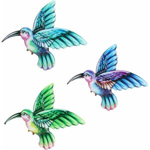 DENUOTOP Metal Wall Decor, Colorful Hummingbird Iron Sculpture Metal Hummingbird Metal Wall Hanging Outdoor Decoration Hanging Ornaments Metal Birds Wall Art