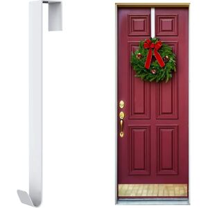 AOUGO Metal Wreath Hanger for Christmas Home Office Wall Wedding Door Decoration 15 Inch Wreath Hook, Wreath Hanger for Indoor Outdoor Display (White)