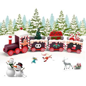 Aougo - Mini Wooden Train,Deco Noel Train Christmas Decorations,Christmas Decoration,Miniature Caravan Christmas Decorations,Mini Figure Home