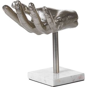 Beliani - Modern Decorative Figurine Home Accessories Aluminum Hand Shape Silver Manuk - Silver