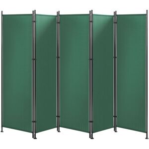 Beliani - Modern Decorative Room Divider 5 Panels Polyester Black Frame Green Narni - Green