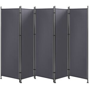 BELIANI Modern Decorative Room Divider 5 Panels Polyester Black Frame Grey Narni - Grey