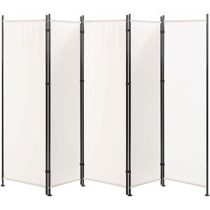 Beliani - Modern Decorative Room Divider 5 Panels Polyester Black Frame White Narni - White