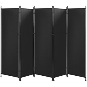 Beliani - Modern Decorative Room Divider 5 Panels Polyester Steel Frame Black Narni - Black