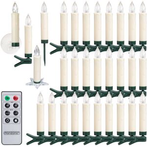 Monzana 30x LED Christmas Candles Wireless Flickering Dimmable Timer Remote Control Battery Christmas Tree Fairy Lights White Colourful warmweiß (de)