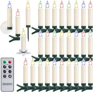 Monzana - 30x led Christmas Candles Wireless Flickering Dimmable Timer Remote Control Battery Christmas Tree Fairy Lights White Colourful Coloured