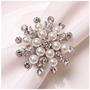 Orchidée - Napkin Rings Set of 6 Rhinestone Napkin Ring Holders with Beads for Wedding Party