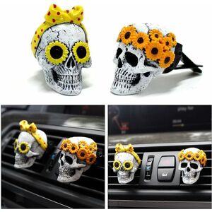 Tinor - New Car Scents Air Fresheners Vent Clips,Sugar Skull Sunflower Car Accessories Interior for Women, Cute Car Perfume Air Freshener Clips,
