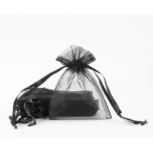 100Pcs 7.5 x 10 cm Sheer Drawstring Organza Jewelry Pouches Wedding Party Christmas Favor Gift Bags (Black) - Black - Norcks