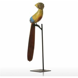 Orchidée - Orchid-Long Tailed Bird Resin Sculpture, Fiberglass, Home Decor