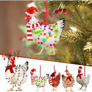 DENUOTOP Other Decoration for Christmas, Funny Christmas Chicken Ornament, 5 Pieces, Scarf, Holiday Decoration, Chicken Ornaments for Outdoor Hanging