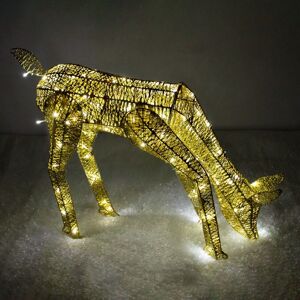 MONSTER SHOP Outdoor Reindeer Christmas Light Up Decorations Standing Doe Gold