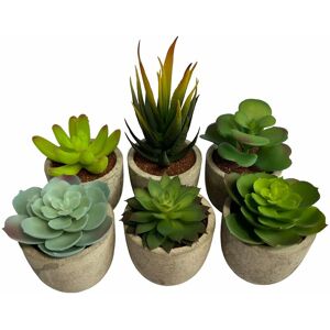 Set of 6 Artificial Succulent Mini Cactus Grass Plants Indoor Decoration - Oypla