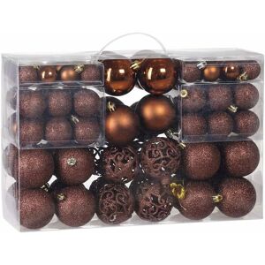 MUMU Pack of 100 Sturdy Plastic Christmas Baubles Indoor Outdoor Christmas Decoration Brown Tree Decoration