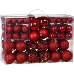 Mumu - Pack of 100 Sturdy Plastic Christmas Baubles Indoor Outdoor Christmas Decoration Decoration for Red Tree