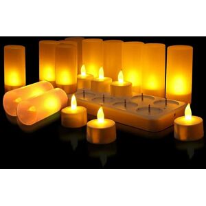 Denuotop - Pack of 12 Rechargeable led Candles Electric led Candles Flickering Flame with Charging Station Decoration for Christmas Birthday Wedding