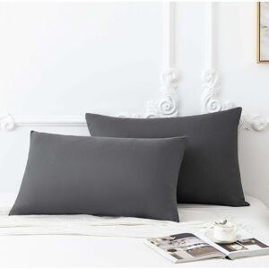 PESCE Pack of 2-100% Cotton Pillow Cases 50x70cm Gray with Zipper Closure Pillow Cover