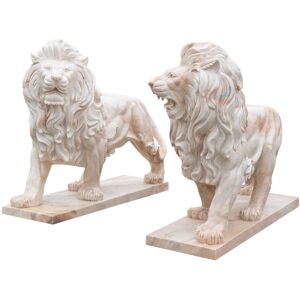 Biscottini - Animal statue for garden Large Marble Sculpture for outdoor and indoor Decoration Pair of Marble Lions L190xDP58xH153 cm