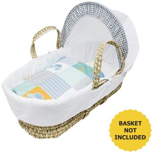 Kinder Valley - Patchwork Cars Moses Basket Bedding Set Dressings with Quilt, Padded Liner, Body Surround and Adjustable Hood