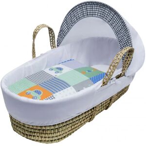 Kinder Valley - Patchwork Cars Palm Moses Basket With Quilt, Padded Liner, Body Surround and Adjustable Hood