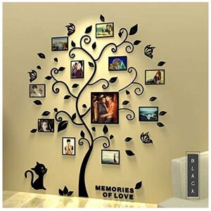 Groofoo - Photo Stickers Removable Wall Stickers 3D Acrylic Tree with Curved Branches and Photo Frames (Black Leaves)