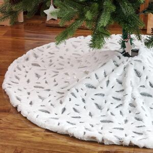 Plush Christmas Tree Skirt with Bronzing Feathers Christmas Tree Skirt Faux Fur Christmas Tree Mat Christmas Tree Foot Cover GrooFoo Christmas Tree