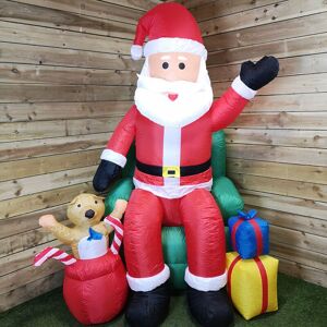 Samuel Alexander - Premier 2.4M Indoor And Outdoor Inflatable Lit Santa in Chair With Presents